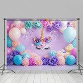 Lofaris Floral Balloons Arch Unicorn Cake Smash Backdrop